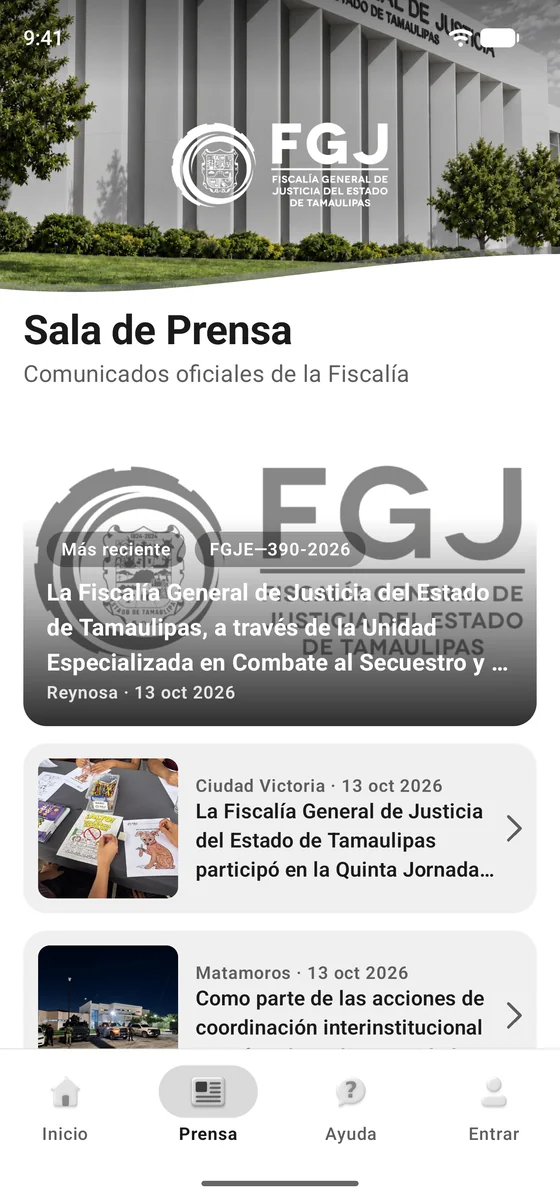 Sala de prensa con los comunicados más recientes