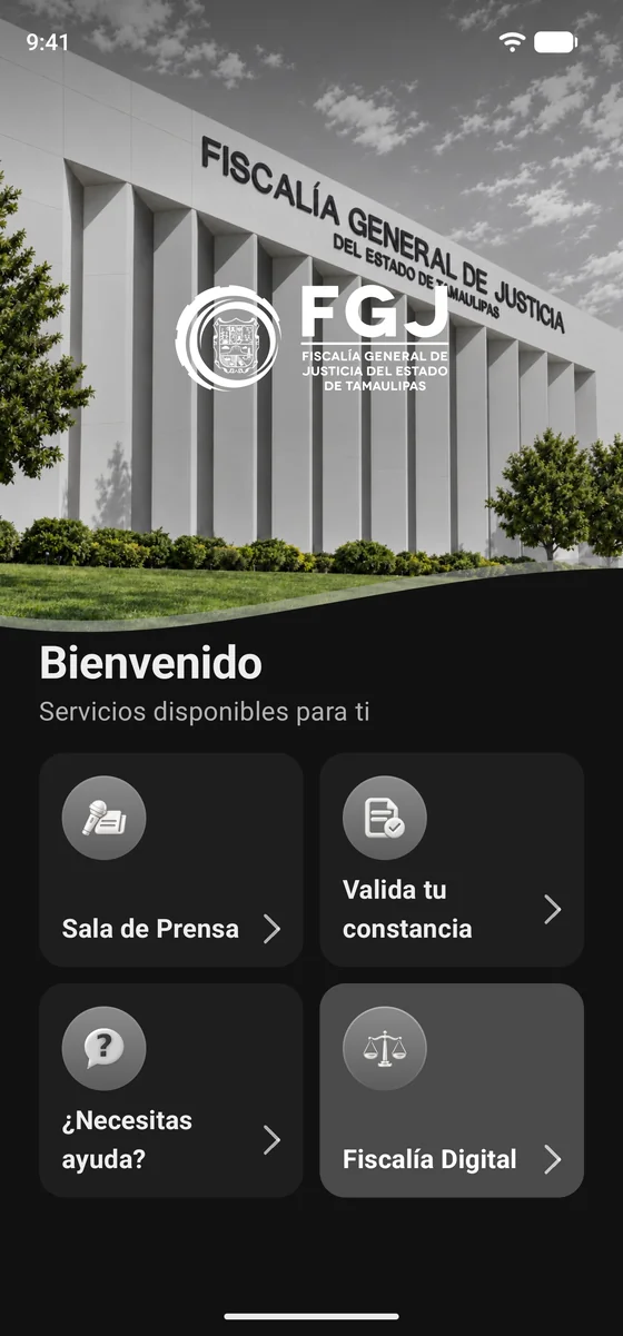Inicio en modo oscuro